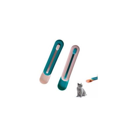 Crezuo 2er-Pack Katzenfutterspender, einstellbarer Druckspender für Katzenfutter und Leckerlis, abgestufte Futtermatte/Lecklöffel (1/5)