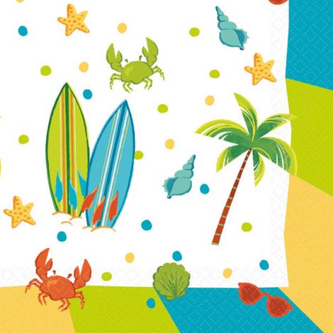 Tovaglioli amscan napkins surf palme 33x33 cm 16 pezzi