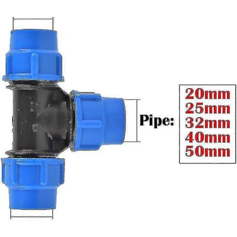 Raccord en T pour tuyau d'arrosage en PVC PE 20/25/32/40/50 mm accessoire de tuyauterie pour jardin et irrigation agricole (S05-25mm-TE) (1/4)