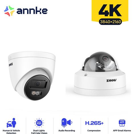 ANNKE 4K Cámara de seguridad exterior acceso remoto visión nocturna a color detección de movimiento,2pcs (1/5)