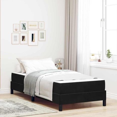 Boxspringbett mit Matratze Schwarz 90 x 210 cm Stoff