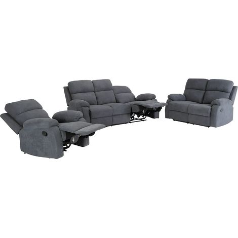 Divano relax manuale 3+2+1 posti in tessuto Antracite TOLZANO (1/5)