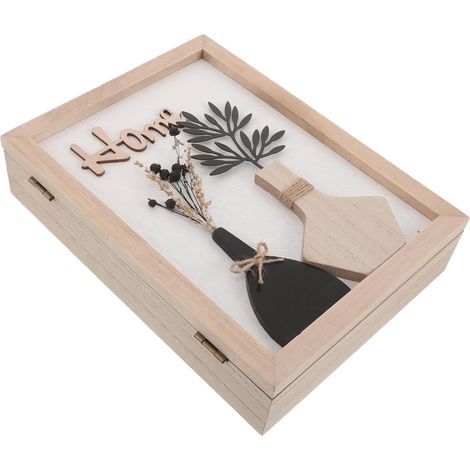 Rustic Wooden Wall-Mounted Key Storage Box (1/5)