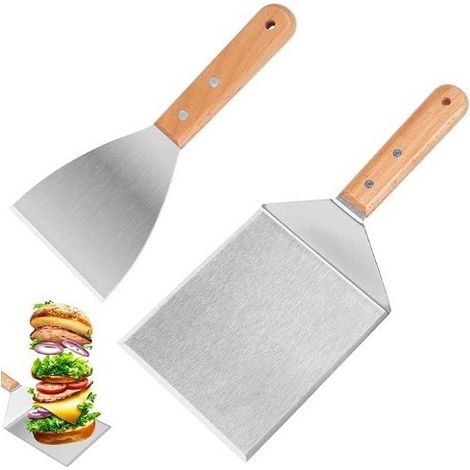 Set mit 2 Grillwendern mit Holzgriffen – Grillbesteck aus Edelstahl