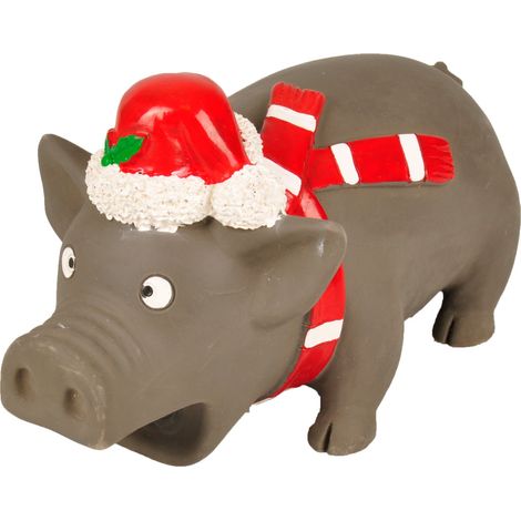 Cochon noël en latex avec couinement 22 cm, jouet pour chien - Flamingo