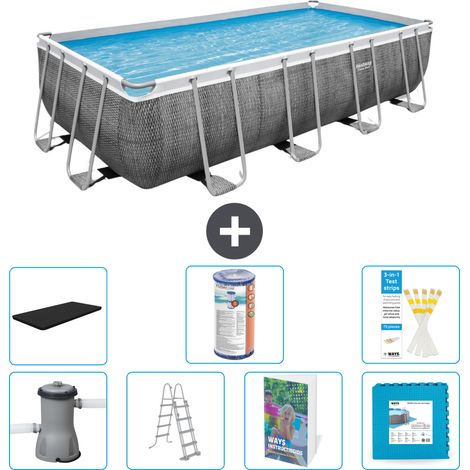 Bestway Power Steel Rechteckig - 488x244x122 cm - 8-teilig S602