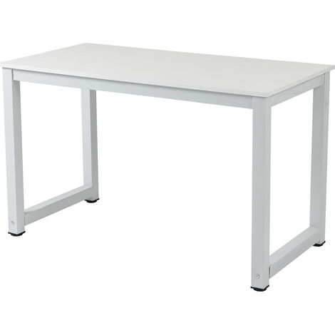 Bureau PC blanc 120x60x74 cm, design sobre et fonctionnel. Idéal pour espace de travail ou gaming (1/5)