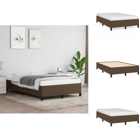 Cadre de lit sans matelas marron foncé 120x190 cm tissu - Cadre De Lit - Lit Double - Literie - Meuble Chambre - Meubles Chambre À Coucher (1/5)