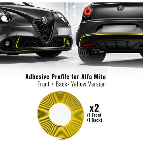 Profilo Adesivo per Dam Paraurti Alfa Mito con Biadesivo 3M APT - Confezione: FULL - Colore: GIALLO