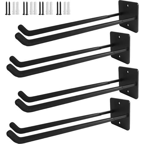 Lot de 4 crochets de garage - Longueur : 31,5 cm - Support mural pour pneus de voiture, vélos, échelles, outils de jardin, gain de place - Charge maximale : 80 kg (1/5)