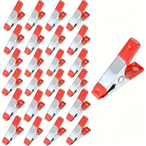 40 Pinces à ressort, Métal galvanisé, Pointes caoutchouc, Prise stable, Modélisme, Menuiserie, Camping (1/5)