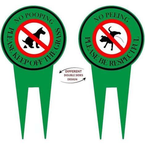 Panneau double face 15 x 30 cm Interdit aux chiens de faire leurs besoins » avec piquet Empêchez les chiens de faire leurs besoins sur votre pelouse Message poli : Merci de respecter la pelouse (1/5)