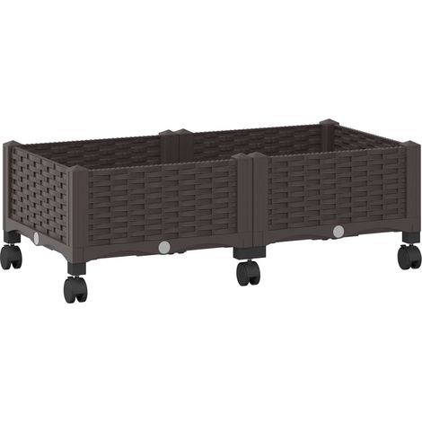 Garden Planter with Wheels Brown 80 x 40 x 29 cm PP vidaXL