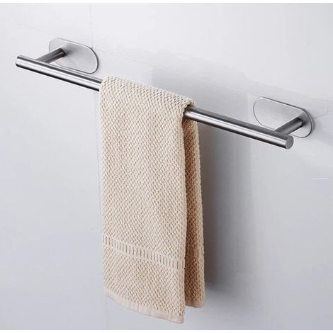 Stainless Steel Self-Adhesive Bathroom Towel Bar Hole-Free Wall-Mounted Towel Rack Rust-Resistant Bathroom Towel Rack Bathroom Accessories- 40 cm (1/5)