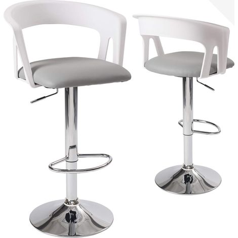 Ensemble de 2 tabourets de bar de cuisine, hauteur réglable, pivotants à 360°, repose-pieds et assise, dossier et accoudoirs rembourrés en similicuir AYO (noir et marron) (1/5)