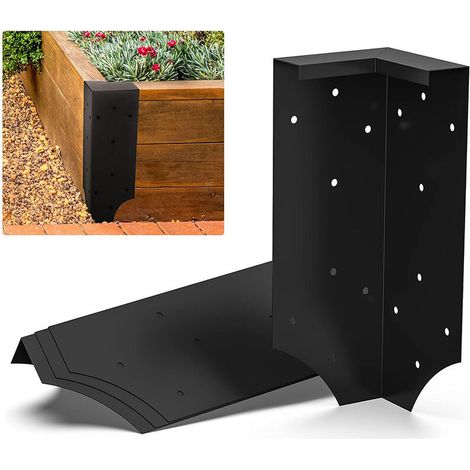 Lntyq 4er-Pack 30,5 cm Hochbeet-Eckwinkel aus Metall in L-Form mit Schrauben, schwarze Eckverbinder, 30,5 x 11,4 x 11,4 cm für Pflanzgefäße aus Holz, schwarz (1/5)