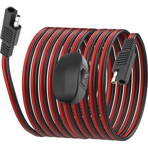 Rallonge SAE avec interrupteur ON/OFF - 14 AWG - Câble d'alimentation solaire - Câble de connexion rapide SAE - Connecteur pour panneau solaire, camping-car, moto (1/5)