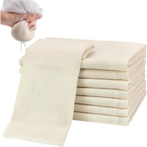 10 Pièces Etamine Alimentaire, 50×50cm Étamine Confiture Filtrants en Tissu Coton, Non Blanchi Cheese Cloth Filtre Tissu Étamine (1/3)