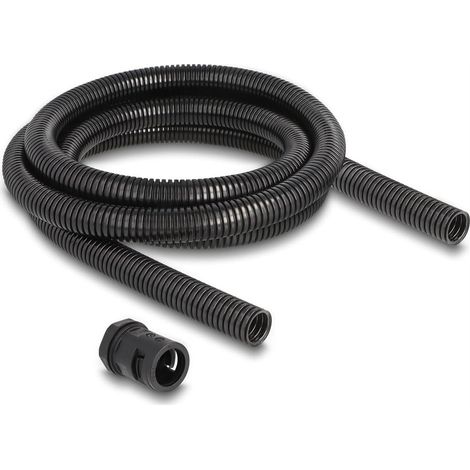 60464 TUYAU DE PROTECTION DE CÂBLE 2 M X 18,5 MM AVEC KIT DE RACCORD DE TUYAU PG13,5 NOIR DELOCK