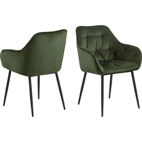 Bruks Chaise de salle à manger avec accoudoirs, vert. (1/5)