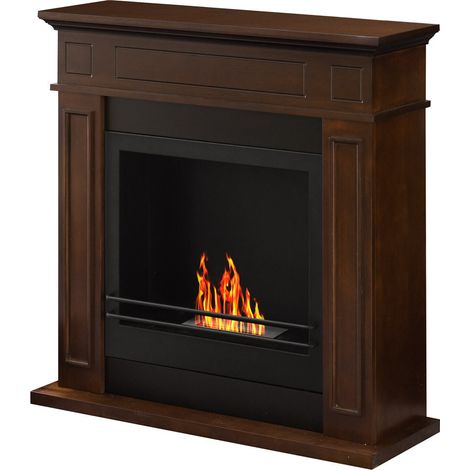 Bioethanol-Standkamin "Jefferson" aus Holz 3,4 Kw Modernes Dekor -Walnuss
