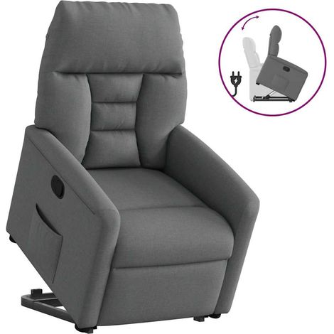 Relaxsessel mit Aufstehhilfe Dunkelgrau Stoff (1/5)