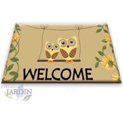 Zerbino da Esterno Ingresso, Tappeto da Ingresso Interno Assorbente e Antiscivolo 40x60 cm Gufi