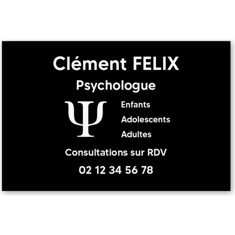 Plaque professionnelle PVC 30x20 Personnalisée avec Logo | Psychologues - Noire lettres blanches (1/3)