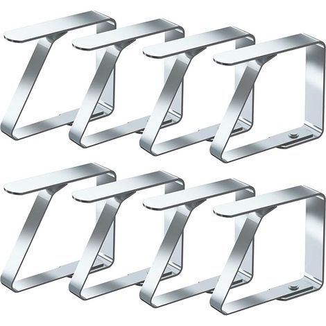 Pinces à Nappe Ensemble de 8 Acier Inoxydable Nappe Clips Anti Glissant (4cm x 8 Pièces) (1/5)