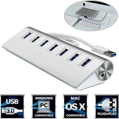 Hub 7 ports USB 3.0 pour iMac, MacBook, MacBook Air, MacBook Pro, Mac Mini, PC et ordinateurs portables