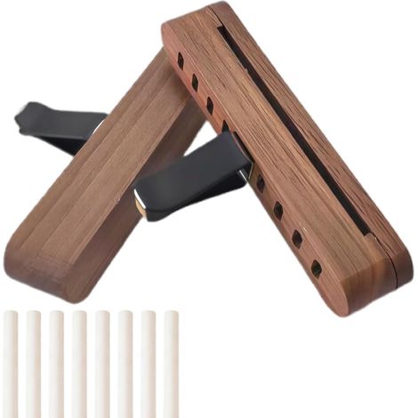 Lot de 2 diffuseurs d'huiles essentielles en bois de noyer pour voiture, clip réutilisable, avec 8 recharges, aromathérapie pour grille d'aération (1/5)