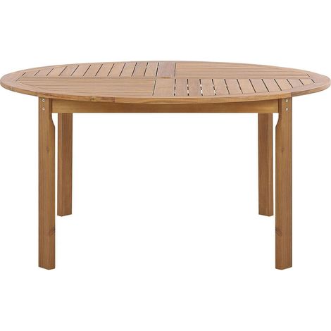 Tavolo da Pranzo a Doghe in Legno Acacia Chiaro Piano Rotondo 150 cm Tolve (1/5)