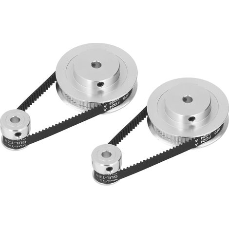 Lot de 2 poulies synchrones GT2 en alliage d'aluminium avec 2 courroies 200mm x 6mm, alésage 5mm, pour imprimante 3D (1/5)