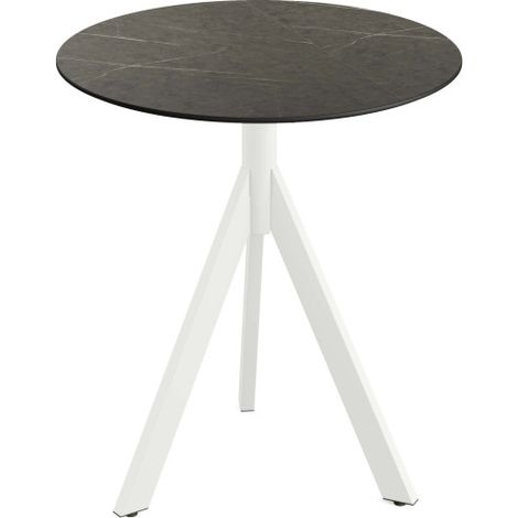 Infinity Tripod table de bistrot avec piètement blanc + plateau HPL Midnight Marble Ø70 cm - Feros (1/2)