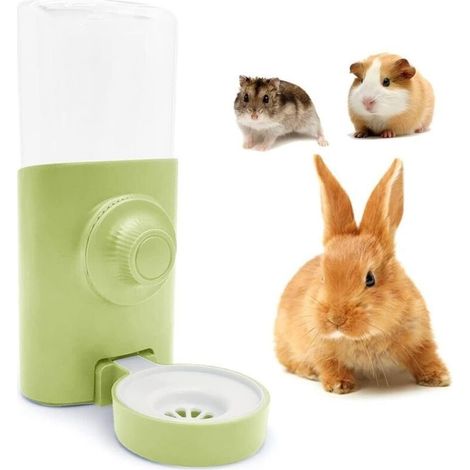 Distributeur Eau Lapin, 600ML Suspendue Abreuvoir Automatique Anti-Goutte Biberon Cochon d'Inde Hamster Chinchilla Hérisson Furet (Vert) (1/5)