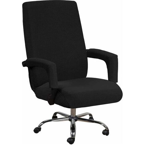 Housse de chaise de bureau avec accoudoirs et housse de protection de meubles souples et épaississante, universelle, antidérapante, lavable à la maison, amovible Noir L (1/5)