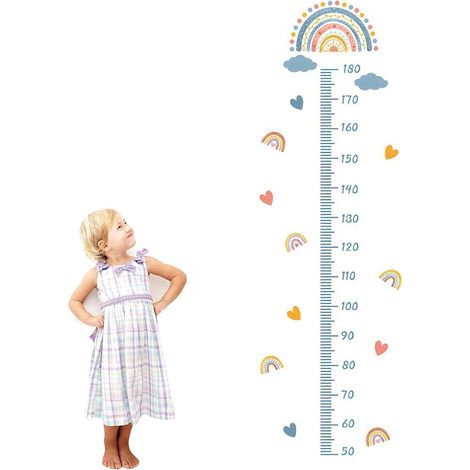 Medidor de altura infantil de pared, autoadhesivo de PVC, azul, de 50 a 180 cm, decoración de dormitorio. (1/5)