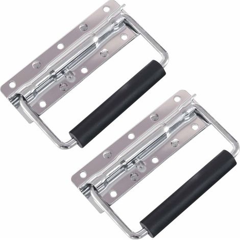 royaluxe - Lot De 2 Poignées Pliantes À Ressort (12,5 X 4 Cm) Avec 6 Trous - Argenté (1/5)