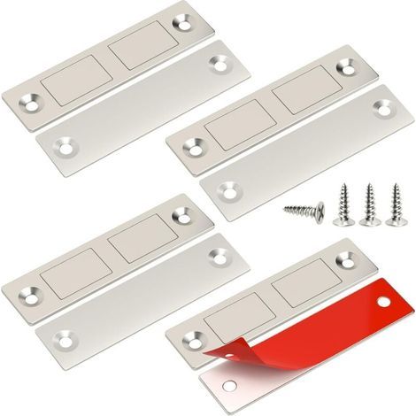 Aimant Porte Placard Puissant, Lot de 4 Ultra Mince Aimant Porte pour Placard Cuisine, Loquet de Porte Magnétique Aimant Meuble Fermeture pour Tiroir, Armoire, Porte Coulissant (1/4)