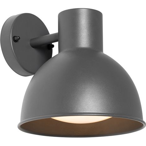 QAZQA Industrial Aplique de pared exterior industrial gris oscuro redondo IP44 - Natas Acero /Vidrio Redonda Adecuado para LED Max. 1 x 40 Watt