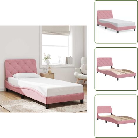 Cuscino testiera - vidaXL Giroletto senza Materasso Rosa 80x200 cm in Velluto - Velluto