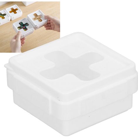 Boîte de Stockage Petite Organisateur Bureau Carré Croix Fenêtre PP+PE Blanc 41g (1/5)