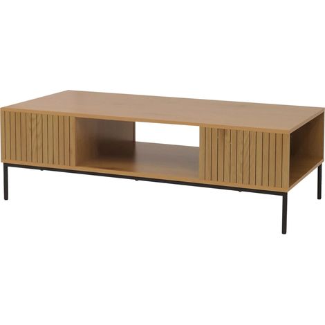 Tavolino rettangolare dal design pulito stile soggiorno con ampia capacità di contenimento 39 x 120 x 60 cm realizzato in MDF naturale 040009439