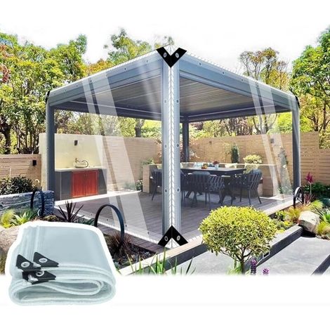 Bâche Transparente avec œillets 0.35mm Epaisse Multifonction PVC Protection Baches Imperméable Résistant à poussière pour Piscine Jardin Voiture Mobilier Terrasse. (H:1m W:2m 400g/m²) Sans (1/5)