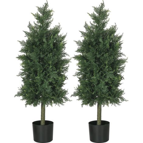 Cedro finto in vaso 38x12,5x90 cm Vert, pianta artificiale con foglie PE