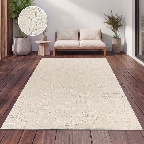 Paco Home Tappeto Cucina Esterno Salotto Moderno Balcone Scandinavo Boho Monocolore Crema 60x100 cm