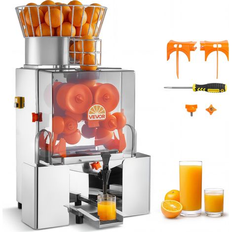 Presse Agrumes Professionnel Extracteur de Jus Automatique en Inox, Pour Bar à Jus Restaurant Supermarché, Presse Orange Électrique 120 W, Rendement Élevé 20 Oranges/min, Avec Bacs et Robinet (1/5)