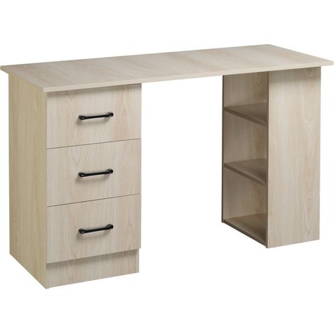 Scrivania da Ufficio 120x49x72 cm 3 Cassetti 3 Scaffali in Legno (1/5)
