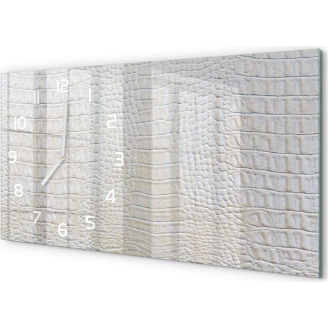 Horloge Murale Panoramique Minimaliste 60x30 cm Design Épuré Moderne Peau de crocodile (1/5)