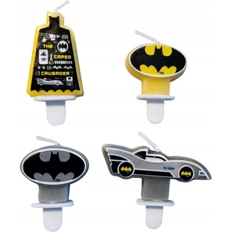 Bougies d'anniversaire Batman Dark Knight DC Comics, lot de 4. (1/2)